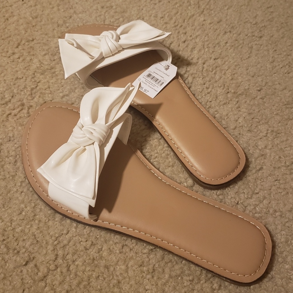 White flat sandals